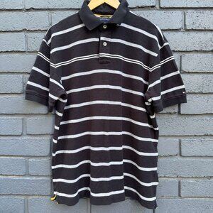 VTG Y2K Tommy Hilfiger Cotton Polo T Shirt Men L Loose Fit Black Stripe Preppy